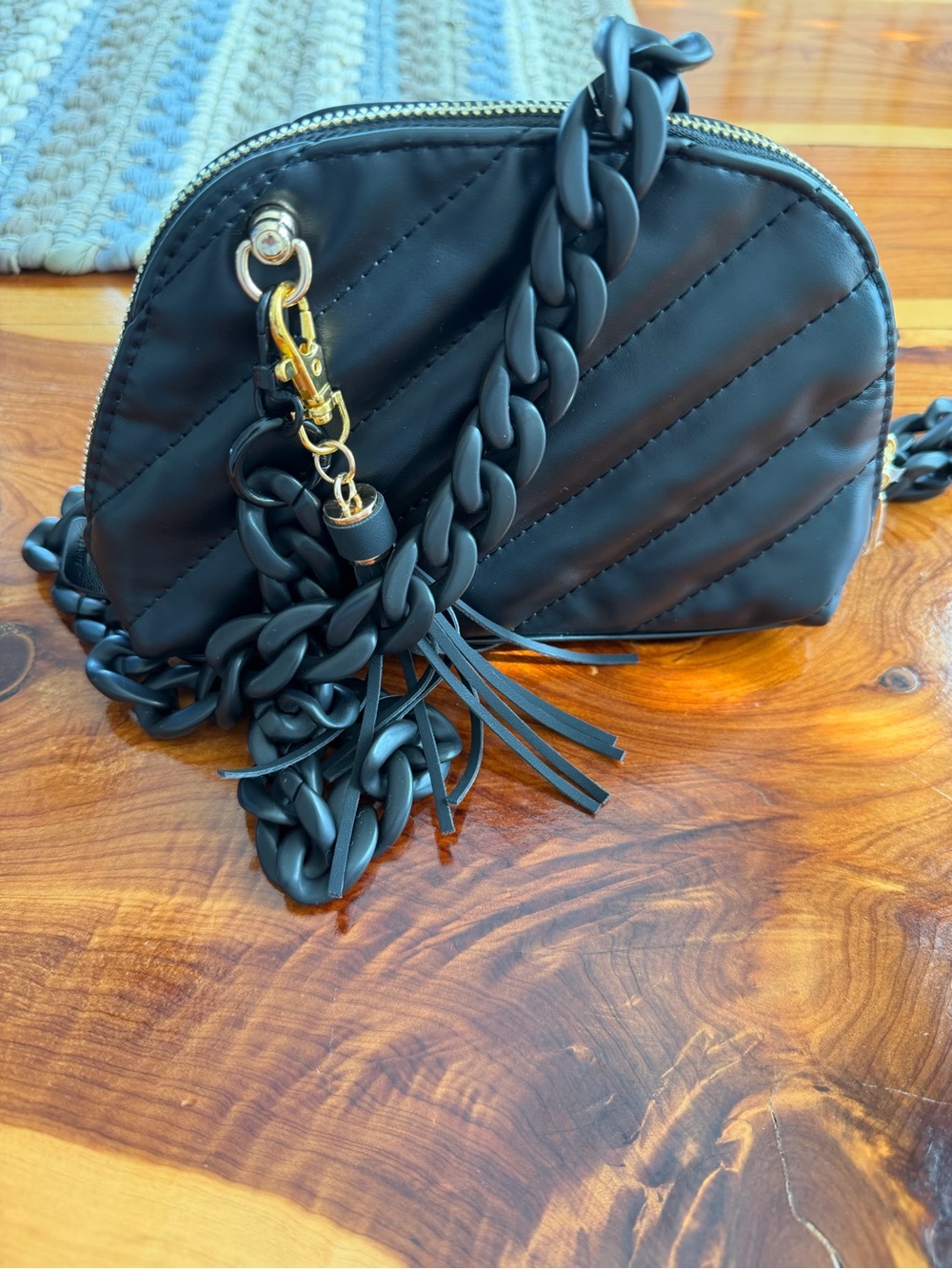 Yves Saint Laurent Black Quilted Crossbody with Matte Chain and Tassel